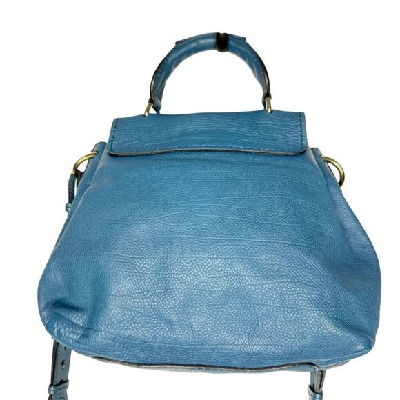 Chloé Elsie Satchel Blue Leather Top Handle Bag Gold Turnlock - Picture 13 of 14